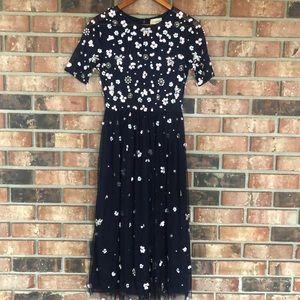 lace and beads baby sequin midi dress